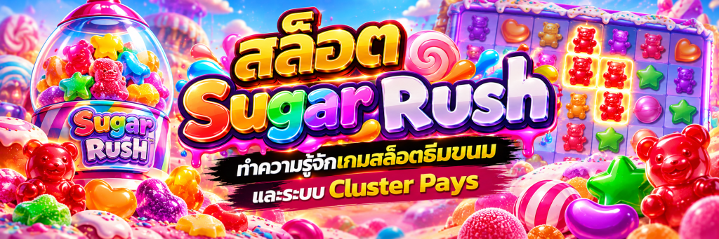 สล็อต Sugar Rush ทำความรู้จักเกมสล็อตธีมขนมและระบบ Cluster Pays